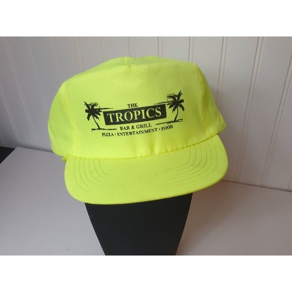 Tropics Bar & Grill Hawaii Yellow Hat Snapback Waikiki Hilton Adjustable Vintage - Picture 5 of 6